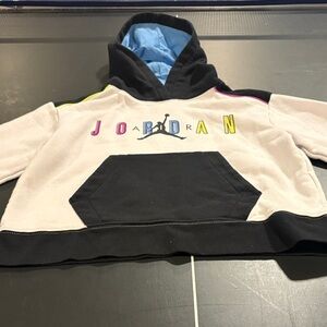 Jordan Kids' Black and White Hoodie with Colorful Accents